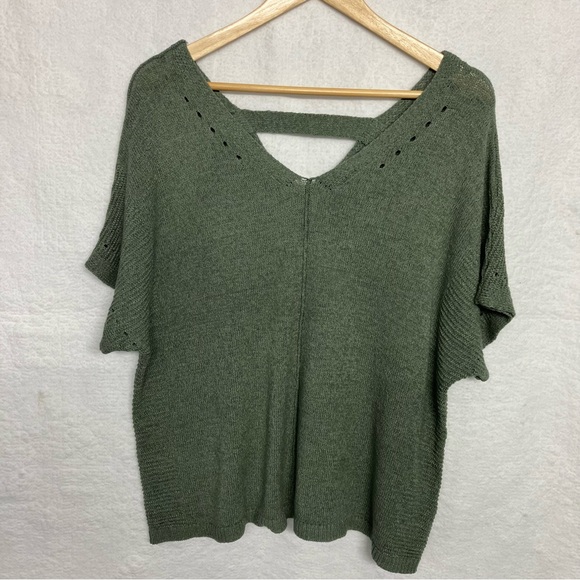 Apt. 9 Sweaters - Apt. 9 Sage Olive Green, Boxy, Short Sleeve Knit Sweater - XXL
